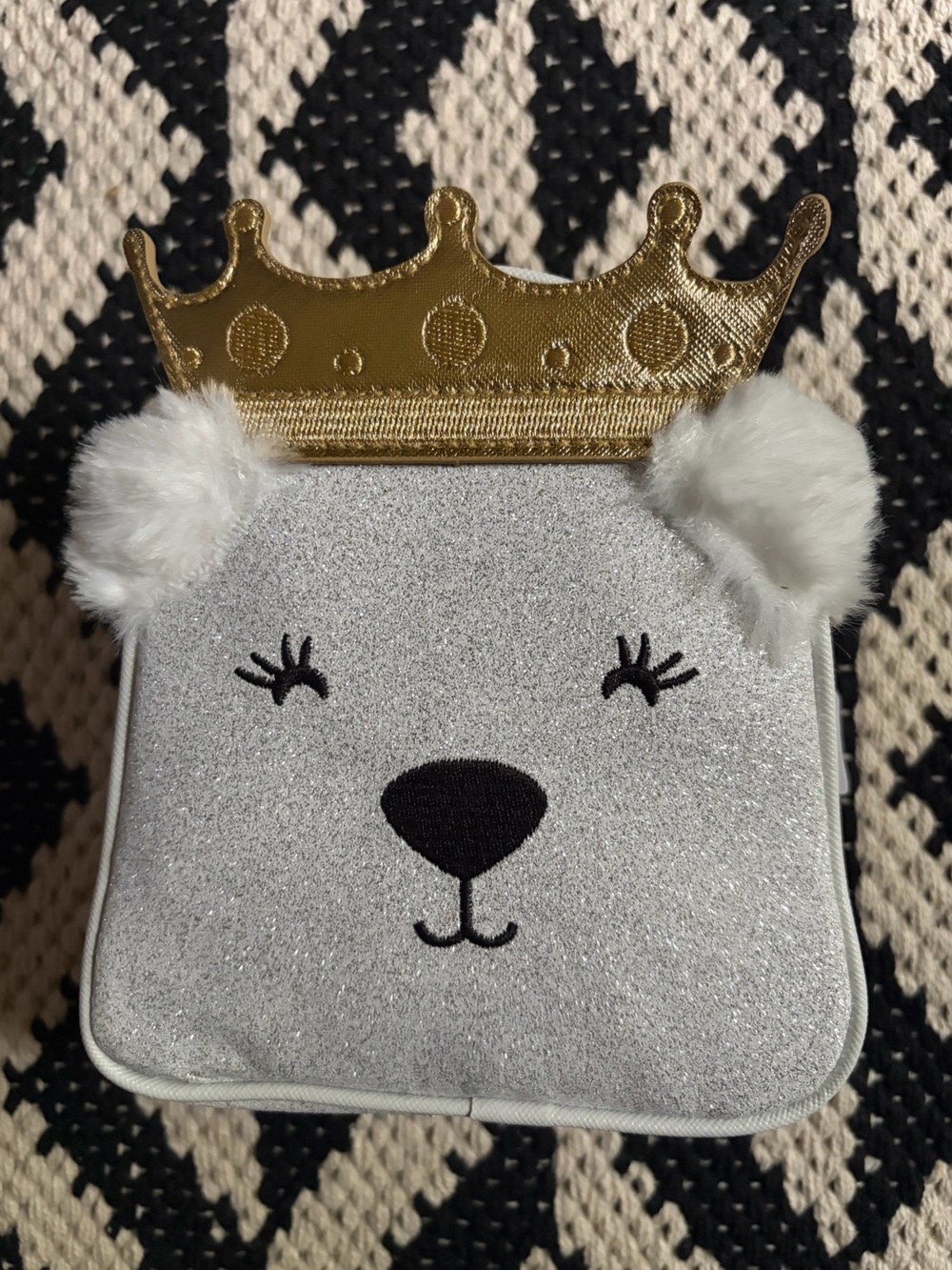 Bath and Body Works polar bear crown queen glitter makeup case pouch